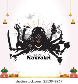 Feliz Navratri. Índia kolkata oeste bengal festival da Deusa Durga Kali fundo puja.