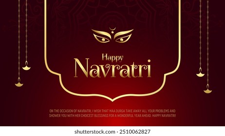 Vetor de fundo decorativo feliz da celebração do festival indiano de Navratri. Feliz Navratri Maa Durga Illustration Festival Floral Background Social Media Post Template Vetor
