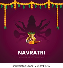 Happy Navratri Indian festival celebrartion decorative background vector. Happy Navratri creative Illustration Festival Background Social Media Post Template Vector.