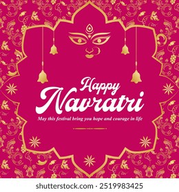 Vetor de fundo decorativo feliz da celebração do festival indiano de Navratri. Feliz Navratri Maa Durga deusa olhos Durga Festival de Ilustração Fundo abstrato. 