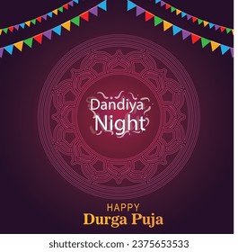 Happy Navratri. Indian festival celebration Vector typography text on dandiya night. svg