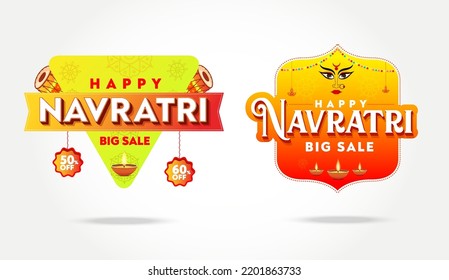 Happy Navratri, Logo Design, Poster, Unit, Label, Web, Vector, Holiday, Tag, Dandiya Celebration background, Greeting Card Template illustration svg