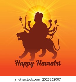 Feliz Navratri Maa Durga en tipografía hindi significa los mejores deseos para Navratri.  Festival Fondo floral Medios sociales Post Plantilla Vector