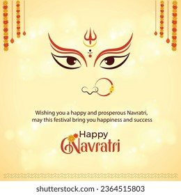 Happy Navratri Maa Durga Illustration Festival Floral Background Social Media Post Template Vector