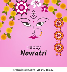  Happy Navratri set icons. Colorful flat-style elements for an Indian festival on a white background