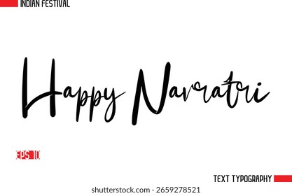 Diseño de texto de tipografía cursiva con estilo Navratri feliz