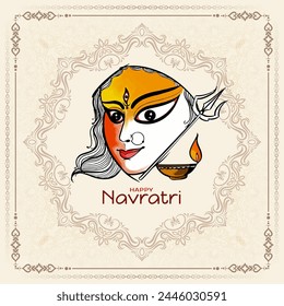 Happy Navratri traditional Indian festival background card vector