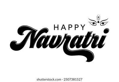 Feliz Vector de diseño de tipografía Navratri. Diseño feliz del texto de Navratri, diseño dibujado a mano feliz de las letras del Vector de Navratri