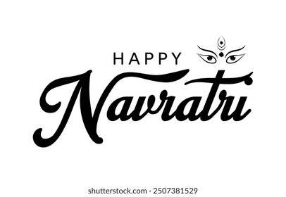 Happy Navratri typography design vector. Happy Navratri text design, Happy Navratri hand drawn vector lettering design