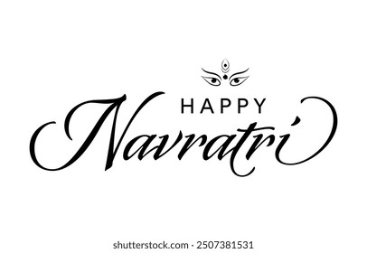 Happy Navratri typography design vector. Happy Navratri text design, Happy Navratri hand drawn vector lettering design