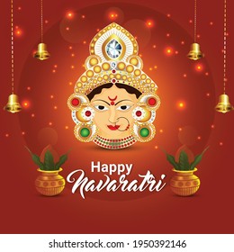 Happy navratri vector illustration goddess durga face