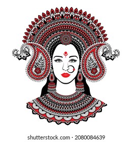 Happy Navratri, Vector Illustration Maa Durga beautiful graphic trendy design for durga puja svg