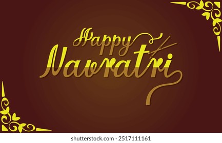 Happy Navratri. Vector typography set for banner design. Festival of India. Happy Navratri Greeting card poster, banner. Vector Illustration. EPS 10
