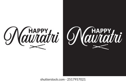 Feliz Navratri. Conjunto de tipografia vetorial para design de banner. Festival da Índia. Ilustração de Navratri com bela caligrafia.