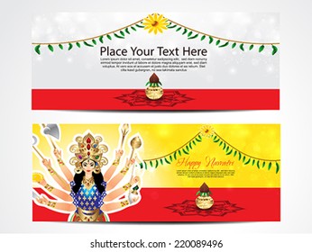 happy navratri web banner vector illustration 