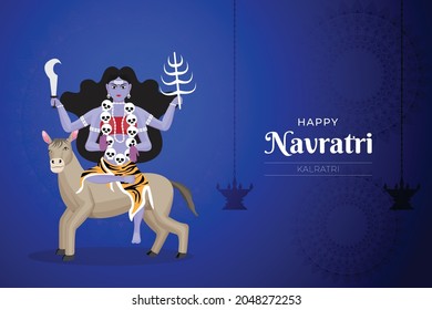 Happy Navratri wishes, concept art of Navratri, illustration of 9 avatars of goddess Durga, kalratri vector