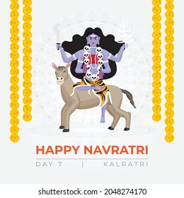 Happy Navratri wishes, concept art of Navratri, illustration of 9 avatars of goddess Durga,Kalratri Devi 