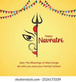 Feliz Navratri Desea Feliz Dussehra Vector Creativo Durga Devi Vector Vijayadashami Saludos