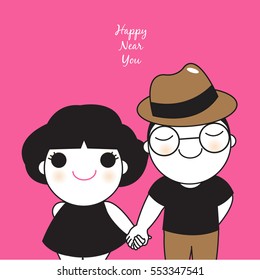 Happy Near You Concept Card Character illustration