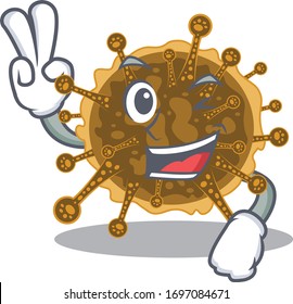 Happy negarnaviricota cartoon design concept with two fingers