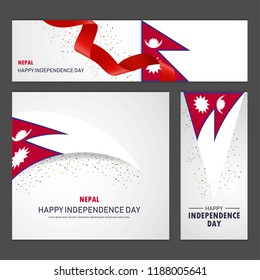 Happy Nepal independence day Banner and Background Set