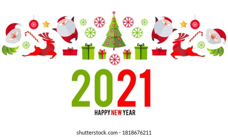 Happy Ner 2021 Year! Christmas Design Template. Paper Art. Vector illustration