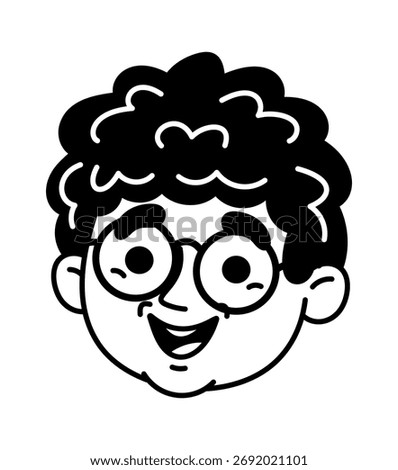 Happy nerd boy doodle face