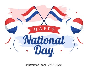Happy Netherlands National Day Illustration with Netherlands Flag for Web Banner or Landing Page in Flat Cartoon Hand Drawn Templates