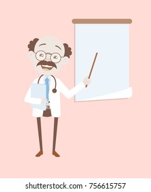 Happy Neurologist Presenting in Presentation Board Vector