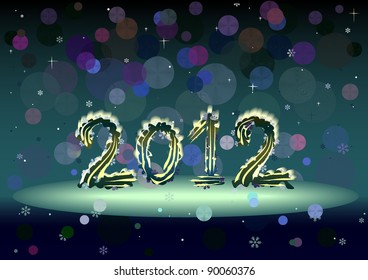 Happy NEW 2012 year. Card. Dragon. Vector.