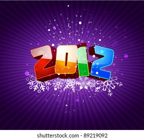 Happy new 2012 year greeting card, detailed vector