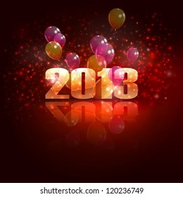 happy new 2013 year. holiday background with flying balloons