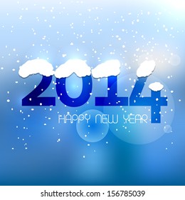 Happy New 2014 Year background with text and snow