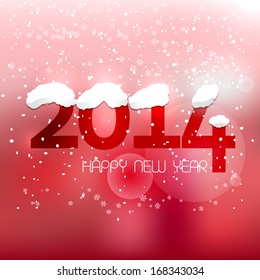 Happy New 2014 Year background with text and snow