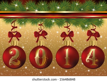 Happy New 2014 Year banner, vector illustration