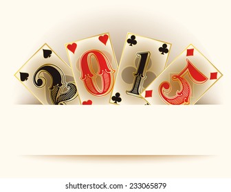 Happy new 2015 year casino poker cards, vector illustration