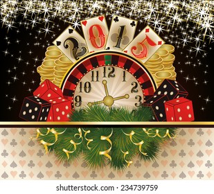 Happy New 2015 year Casino invitation card , vector illustration