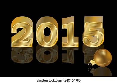 Happy New 2015 year golden card, vector illustration