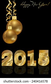 Happy new 2015 year golden background, vector illustration