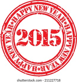 Happy new 2015 year grunge rubber stamp, vector illustration 