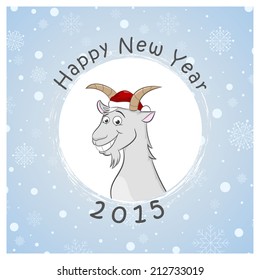 Happy new 2015 year postcard with funny goat