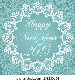 Happy new 2015 year. Seasons Greetings. Blue and white color. Vector illustration. 