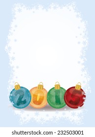 Happy New 2015 year xmas balls card, vector illustration