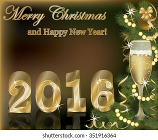 Happy New 2016 Year background, vector illustration