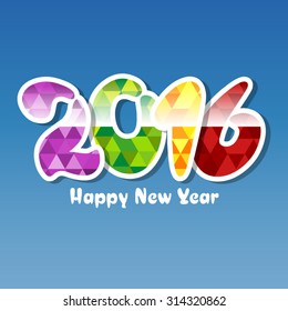 Happy new 2016 year. Colorful design. Vector illustration with stylish beautiful letters and mosaic texture
