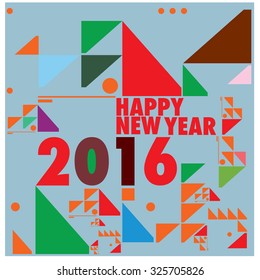 Happy new 2016 year. Colorful design vector illustration