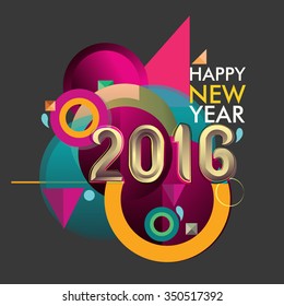 Happy new 2016 year colorful vector design, geomatric background