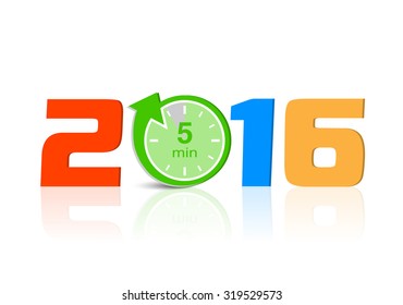 Happy new 2016 year with countdown, vector illustration