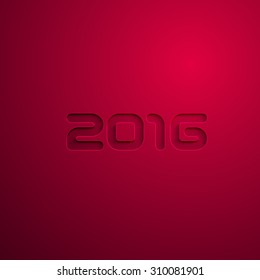 Happy new 2016 year creative poster design. holiday illustration with 3d paper perforated numbers