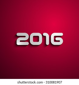 Happy new 2016 year creative poster design. holiday illustration with 3d paper numbers